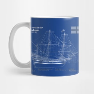 Mayflower plans. America 17th century Pilgrims ship - ADpng Mug